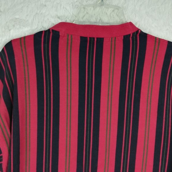 Eddie Bauer Mens Shirt‎ Henley Long Sleeve Red Blue Stripes Pullover L - Picture 6 of 13